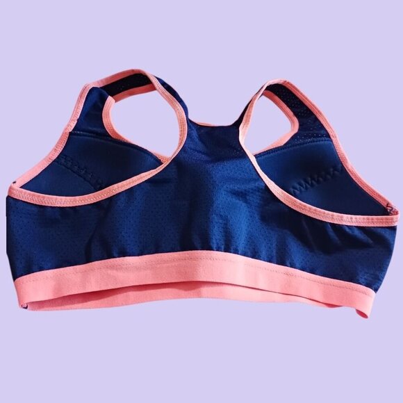 Danskin Now Womens Racerback Sports Bra Medium Navy & Coral - Picture 6 of 8